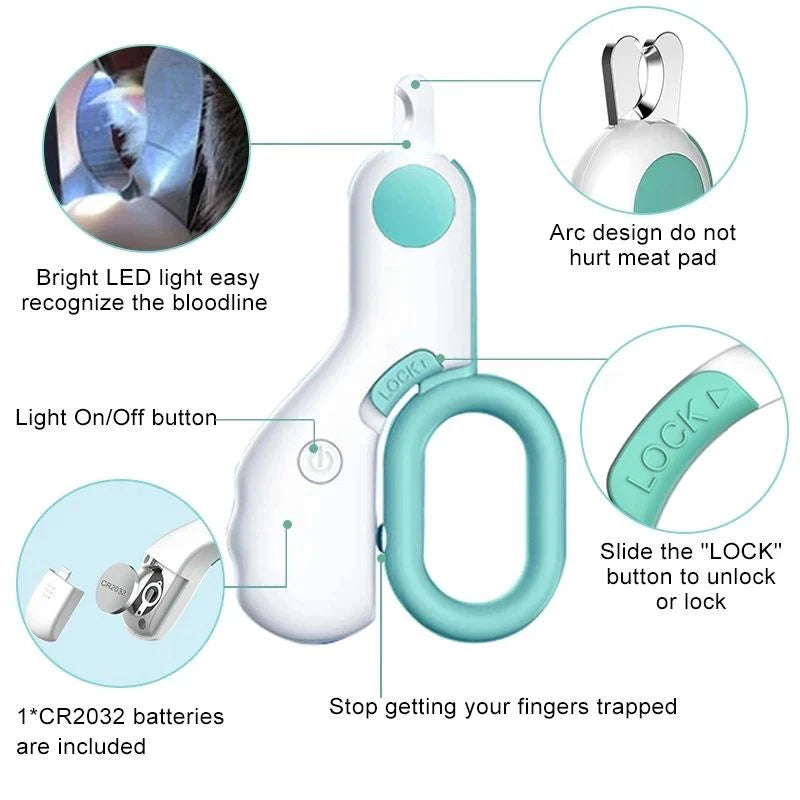 Pet Nail Clipper Cutter with Led Light for Cat and Dog